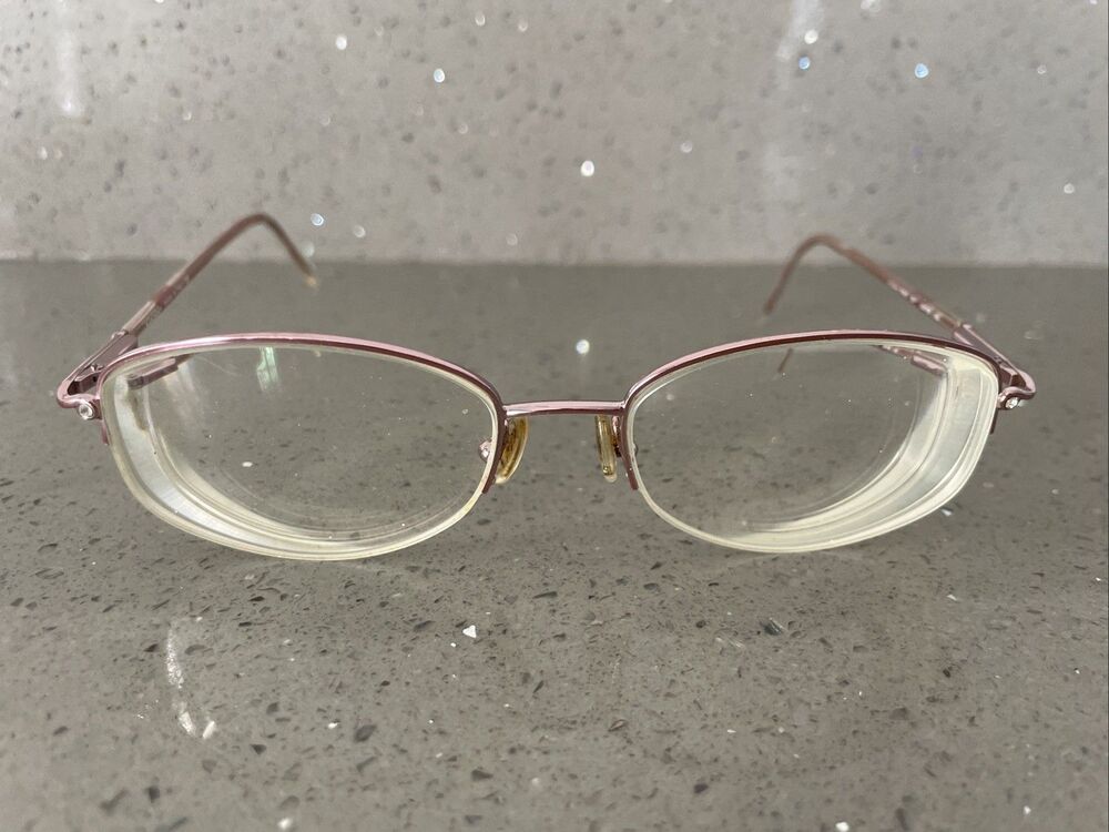 Genny Italy 748-B 5371 53-18-135 Pink Metal Half Rim Eyeglasses Frames ONLY